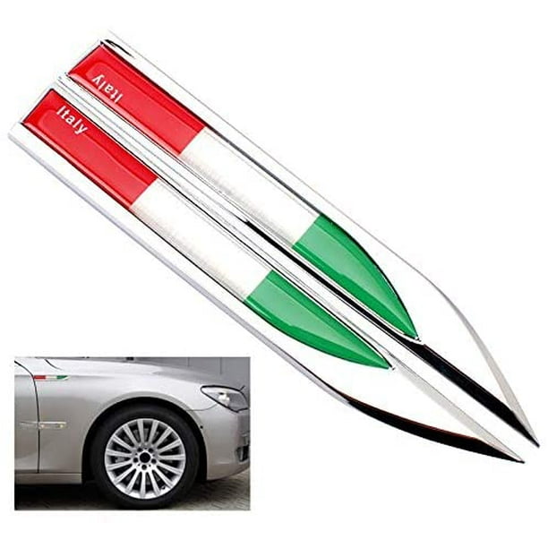 2 pièces nouvelle voiture Chrome décalcomanies italie drapeau italien  voiture Chrome emblème décalcomanie D autocollants course sport 