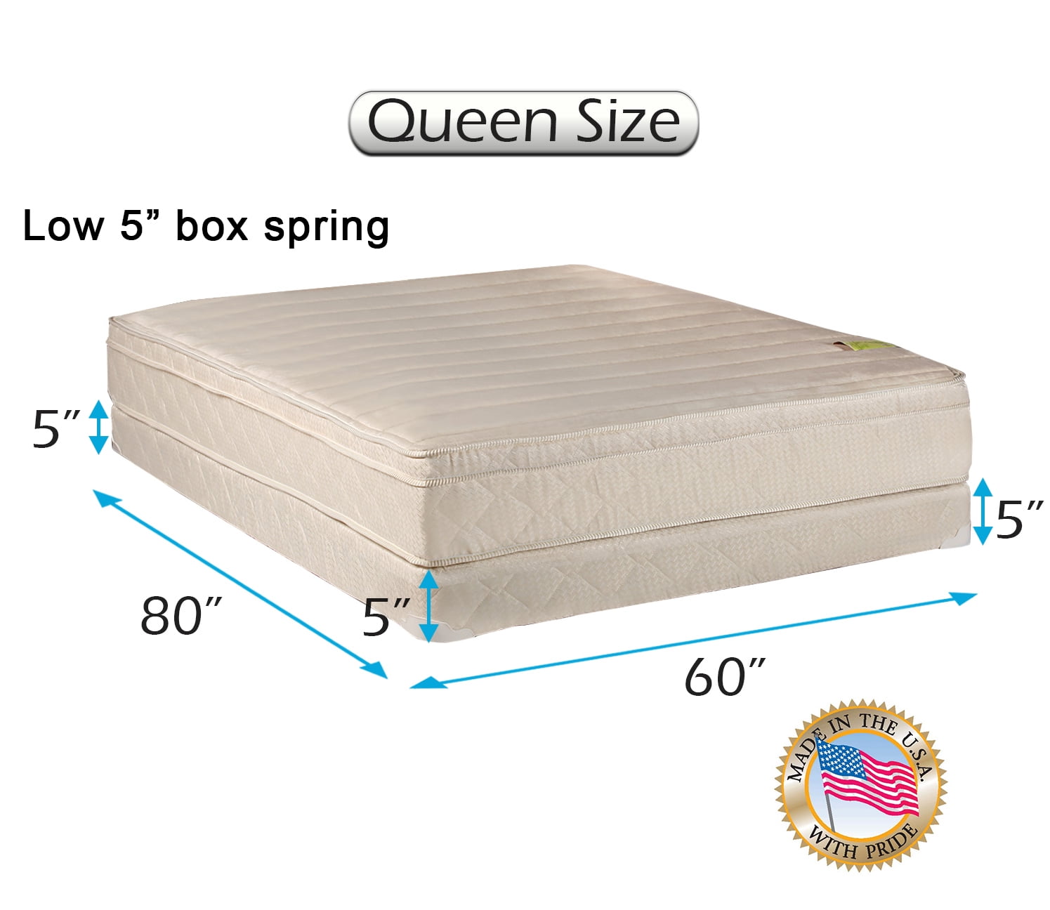 Comfort Pedic Firm (Eurotop) PillowTop Queen Size Mattress & Low 5