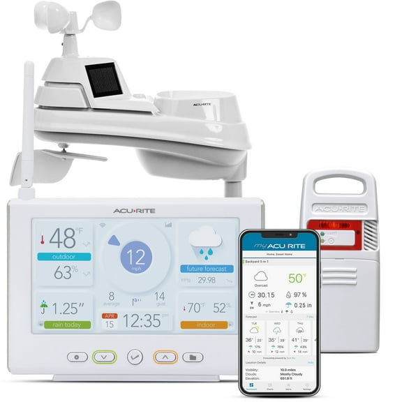 AcuRite Iris Wireless Weather Station with HD WiFi Display, Lightning Sensor, Indoor/Outdoor Temperature & Humidity, Wind, and Rain Gauge (01532M)