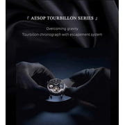 AESOP Real Tourbillon Skeleton Hand-Wind Mechanical Wrist Watch Men Sapphire Crystal Manual Dress Clock Man Luminous Leather Moon Phase Multifunction