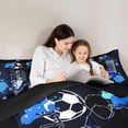 thumbnail image 4 of Homewish Football Lovers 7-Piece Twin Bedding Sets,Soccer Sport Theme Bedding Comforter Set,Blue Splash Ink Sheet Sets For Teens,Breathable Home Decor Reversible, 4 of 8