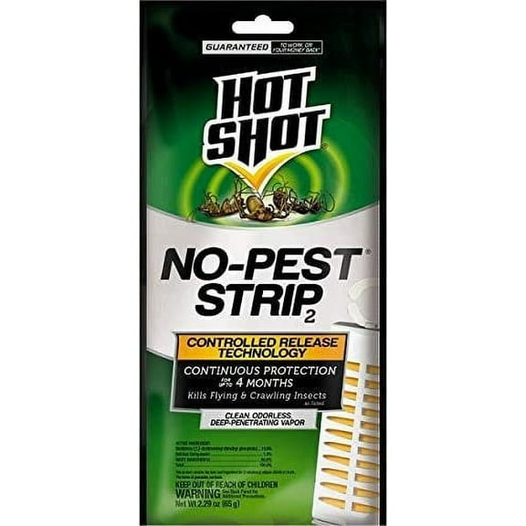 Hot Shot No-Pest Strip 2, Controlled Release Technology Kills Flying and Crawling Insects 2.29 Ounce Value Pack of 3