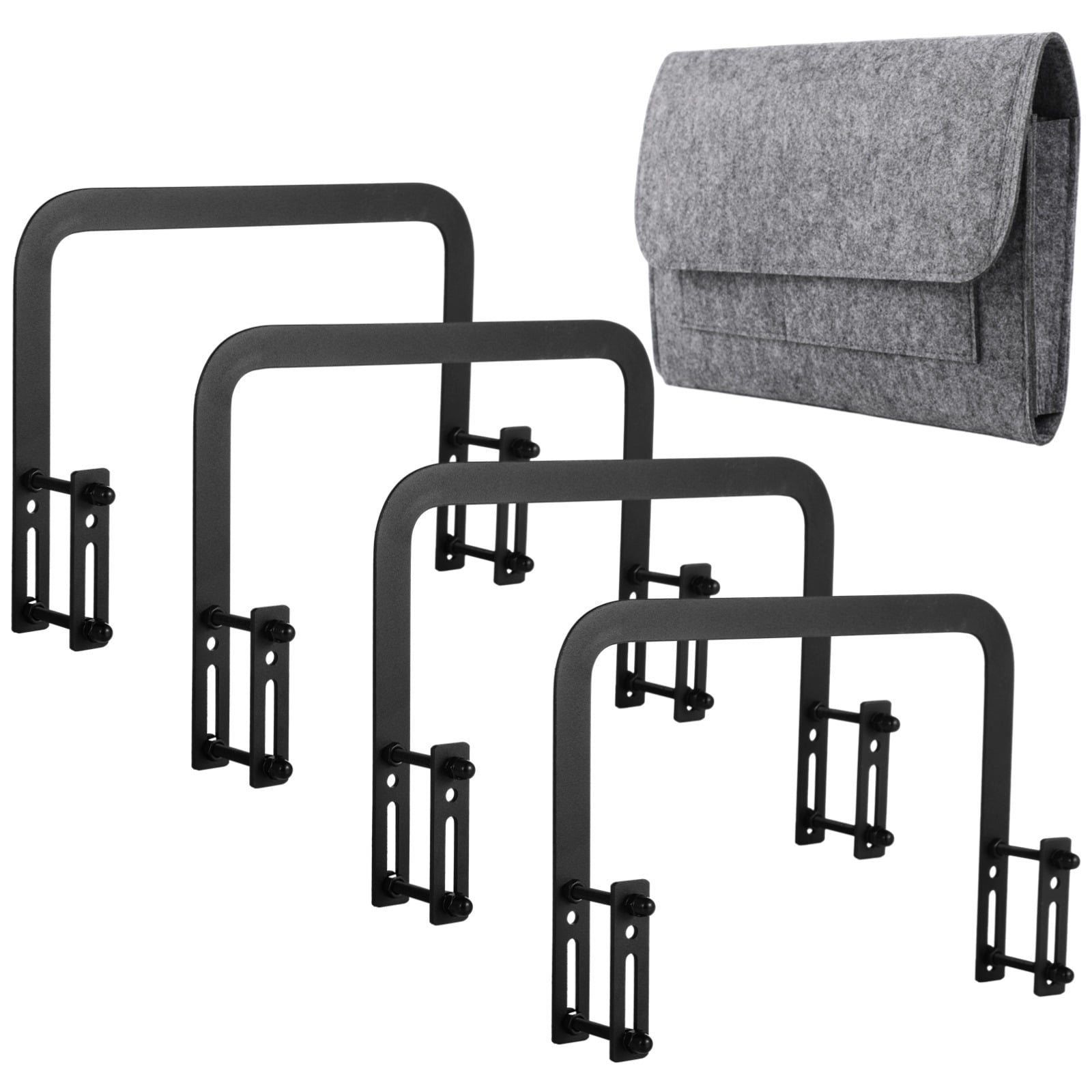 4 PCS Mattress Slide Stoppers with Felt Bedside Bag, Non-Slip Mattress Gripper Retainer Bars, Mattress Holder for Metal Bed Frame to Prevent Sliding
