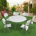 SUGIFT Round Folding Table 4Ft Indoor Outdoor Plastic Table for Kitchen