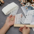 thumbnail image 3 of 7.5 Yards Eyelet Cotton Lace Trim 2-1/8 inch Wide White Floral Cotton Lace Ribbon Wavy Edge Cotton Lace Floral Eyelet Lace Trim for Dresses Clothes Sewing DIY Crafts Making Decor, 3 of 6