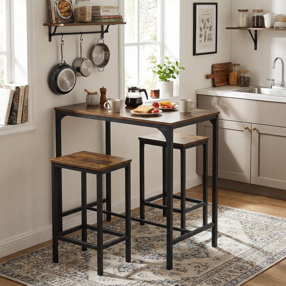 Mesa de Comedor FurnitureR Con 2 sillas de Metal robusto moderno