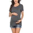 thumbnail image 5 of Women's Maternity Shirts Short Sleeve Pregnancy Tops Side Button Crew Neck Tshirts Casual Lounge Clothes, 5 of 8