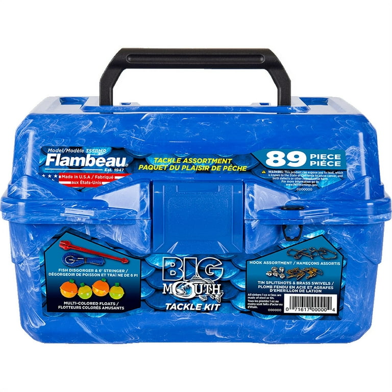 Flambeau Outdoors, 355BMR Big Mouth Tackle Box 89 Piece Tackle Box Kit,  Plastic, Blue, 8.75 inches