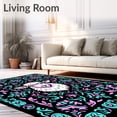 thumbnail image 2 of ODIKA 2'x3' Machine Washable Non-Slip Area Rug, Joyful Flock Leader Handicraft Artisan Stitch High Traffic Rug, Black, 744084, 2 of 7