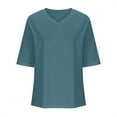 thumbnail image 6 of Daiosportswear Women V Neck T-Shirt Casual Short Sleeve Plain Tee Shirts Blouses Navy 10(XL), 6 of 6