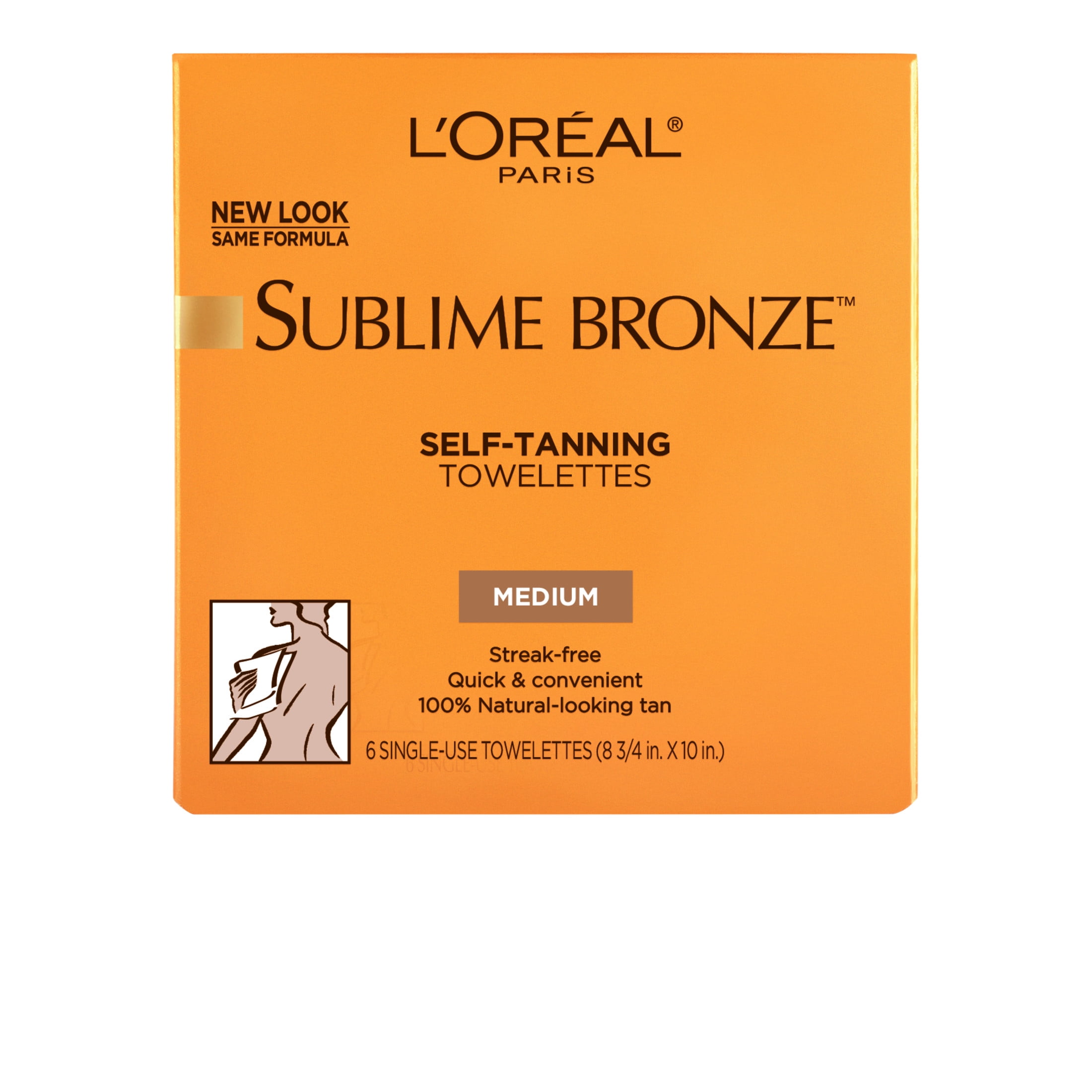 (2 pack) L'Oreal Paris Sublime Bronze Self-Tan Towelettes, Gradual Self Tanner, 6 Count Kit