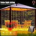 thumbnail image 2 of Solar Curtain Light 300LED Outdoor 8Mode Waterproof String Lights Garden Yard Pavilion Fairy Garland String Lights Holiday Decor (White,3x3M ( 300LEDS )), 2 of 7