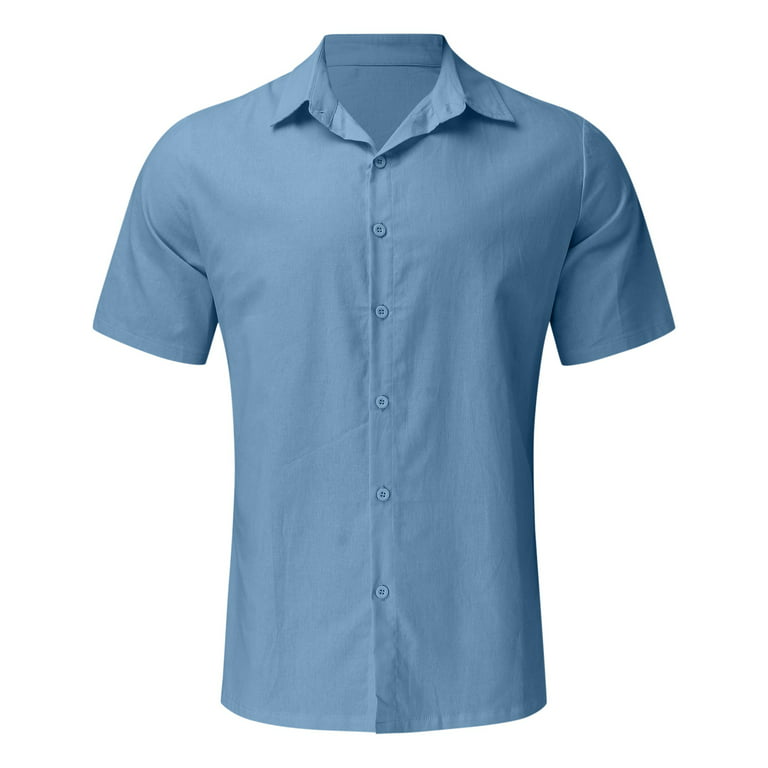 adviicd Columbia Shirts For Men Men's Muscle Fit Dress Shirts -Free Short  Sleeve Casual Button Down Shirt Light Blue L