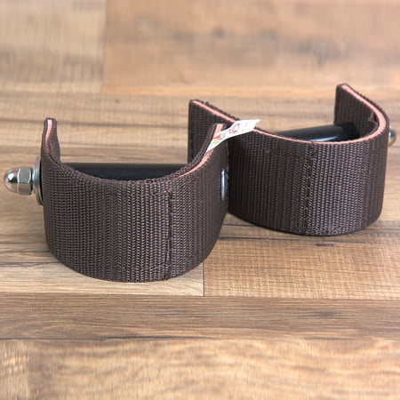 - TOUGH-1 BROWN DURABLE NYLON AND LEATHER 3 inch SADDLE STIRRUP TURNER STRAP