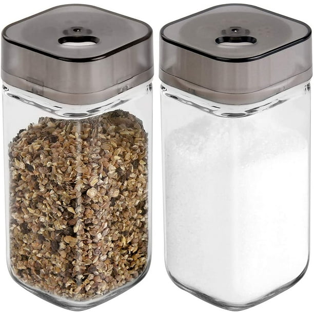 Ensemble de salières et poivrières avec trous de versement réglables -  Distributeur de sel et de poivre de qualité supérieure - Styles classiques  en verre 