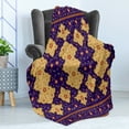 thumbnail image 4 of Moroccan Soft Flannel Fleece Throw Blanket, Traditional Border Visual Ottoman Inspired Unusual Repeating Pattern, Cozy Plush for Indoor and Outdoor Use, 50" x 60", Purple Sand Brown, by Ambesonne, 4 of 5