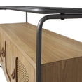 thumbnail image 4 of DecMode 48" x 32" Brown Wooden 3 Door Console Table with Cane Front Doors and Gray Metal Frame, 1-Piece, 4 of 13