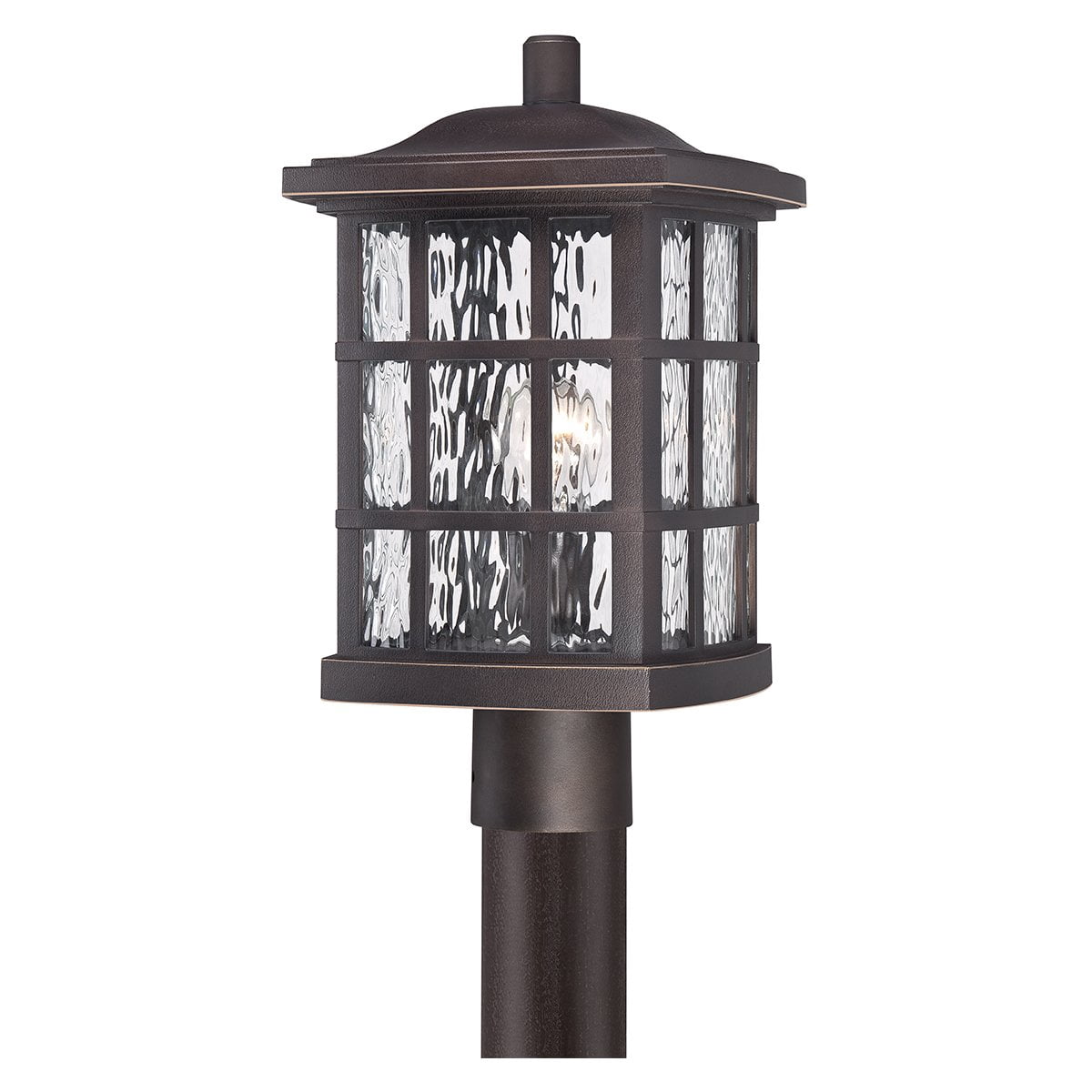 Urban Ambiance Luxury Craftsman Outdoor Post Light, Medium Size: 16.5"H x 9.5"W, with Tudor Style Elements, Highly-Detailed Design, Oil Rubbed Parisian Bronze Finish and Water Glass, UQL1247