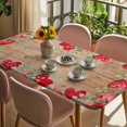 thumbnail image 3 of Valentines Love Heart Table Cloths for 4 Foot Rectangle Tables, Eucalyptus Red Love Heart Wooden Patio Waterproof Elastic Fitted Tablecloths, Washable Rectangular Table Cover for Camping, 3 of 8