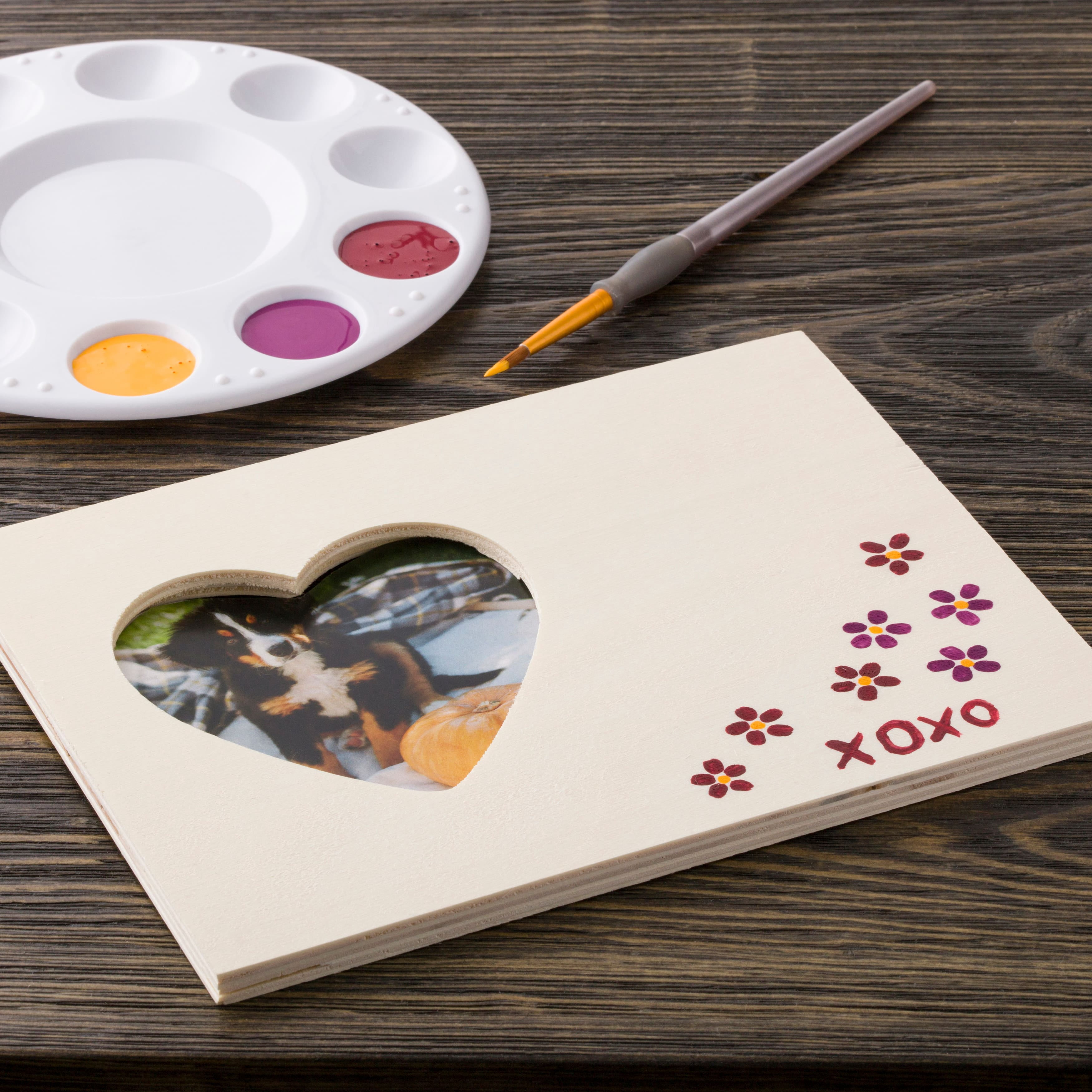 8.5" x 6.5" Unfinished Wood Heart Photo Frames by Make Market - Paintable Picture Frame for Office - Home - School - Bulk 24 Pack