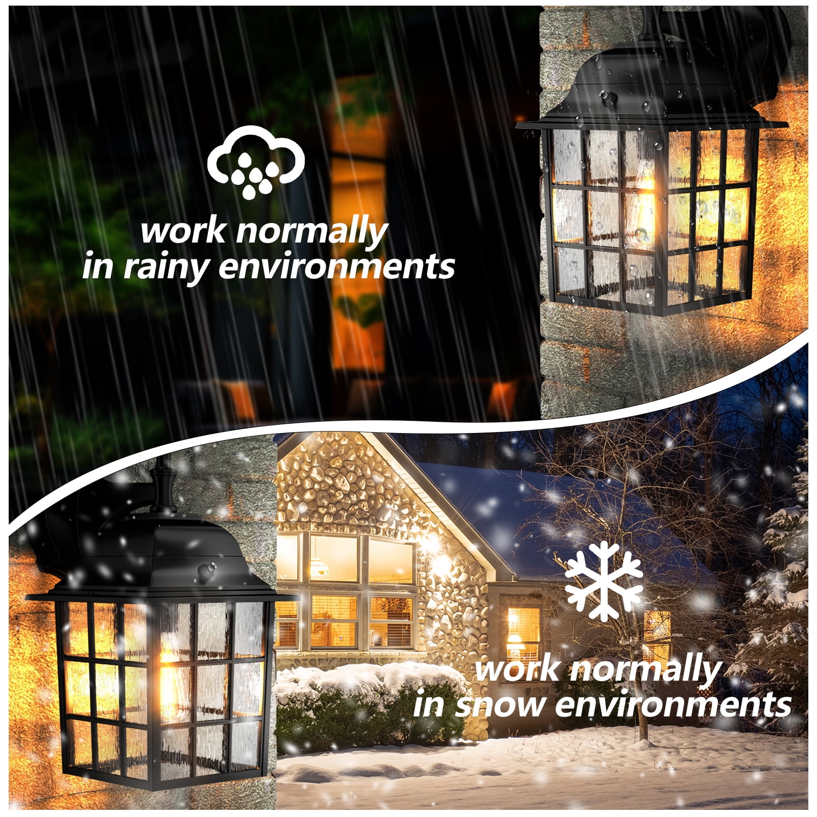 GEYANG Dusk to Dawn Outdoor Wall Light Fixtures - Sensor Porch Lights, Exterior Wall Sconce, Anti-Rust, Waterproof, Garage & Doorway Lights,2 Pack(excluding light bulbs)