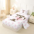 thumbnail image 2 of Erosebridal Letter T Monogrammed Twin Sheet Sets,Pink Girly Bowknot Bedding For Leopard Print Lovers 3-Piece, 2 of 6