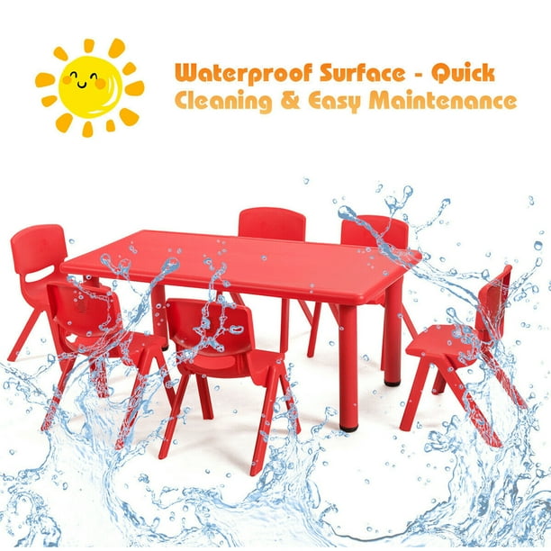 Gymax Kids Plastic Table and Stackable Chairs Set Indoor Outdoor Classroom Home Red Walmart