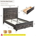 thumbnail image 2 of OKD Farmhouse Full Size Bed Frame w/ 54" Tall Geometric Headboard, Rustic Wood Platform Bed w/ 2 Large Storage Drawers, Wood Slats Support, Noise Free, No Box Spring Needed, Dark Rustic Oak, 2 of 6