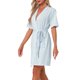 thumbnail image 4 of Bata de baño INSPIRE CHIC para mujer, de waffle, con mangas cortas, cintas de envoltura, ropa de casa suave con bolsillo, talla XL, color azul, 4 of 6