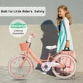 thumbnail image 3 of Glerc Maggie 20 Inch Kids Grils Bike for 7-13 Years Old Chlidren, Princess Styles Kids Bikes with Rack & Basket & Kickstand, Peach, 3 of 8