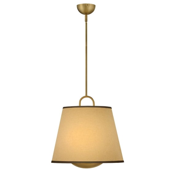 47517LCB Hinkley Lighting Sonia - 30W 3 LED Large Pendant-18.5 Inch Tall and 18 Inch Wide-Lacquered Brass Finish-Light Beige Shade Color