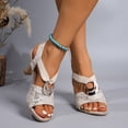 thumbnail image 4 of Mepaouo Women's Low Kitten Heels T Strap Platform Sandals Open Toe Dress Wedding Prom Pumps, 4 of 8