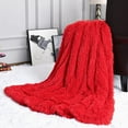 thumbnail image 5 of Junovo Super Soft Throw Blanket for Bed, Fluffy Cozy Plush Light Blanket, Washable Warm Furry Throw Blanket for Couch Sofa Chair Home Decor, 60"x80" ,Red, 5 of 7
