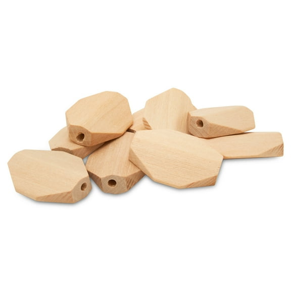 Geometric Wooden Bead 1-1/8 inch, Pack of 50 Faceted Wood for Crafts, Home Decor, Flat Octagon Bead, Fall Letter Bead, by Woodpeckers