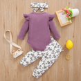 thumbnail image 2 of KaLI_store Cute Baby Girl Outfit Toddler Girl Long Sleeve Top +Pants Outfit Set Spring Fall Clothes Purple,3-6 Months, 2 of 7