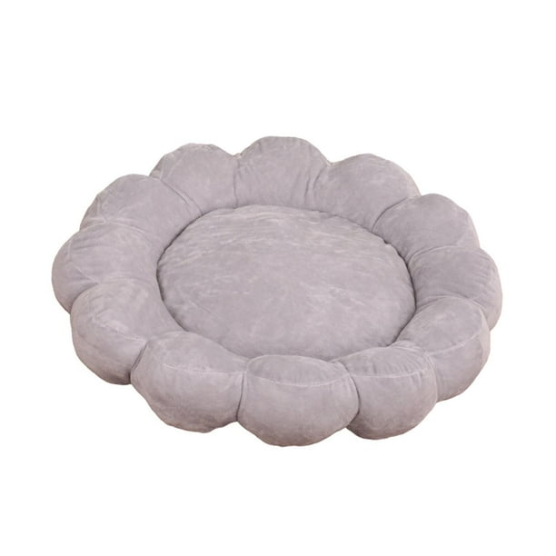 Cama para gatos con flores, cama para perros pequeños, base antideslizante, lavable a máquina, suave, nido para mascotas Gris
