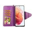 thumbnail image 2 of Case For Samsung Galaxy S21 6.2 2021 Detachable Magnetic Wallet Pu Leather Cover Flap Closure Snap-on Book Style Cases Cash Pocket with Card Slots Holder Wrist Strap 2 in 1 Folio Purple Paisley, 2 of 3