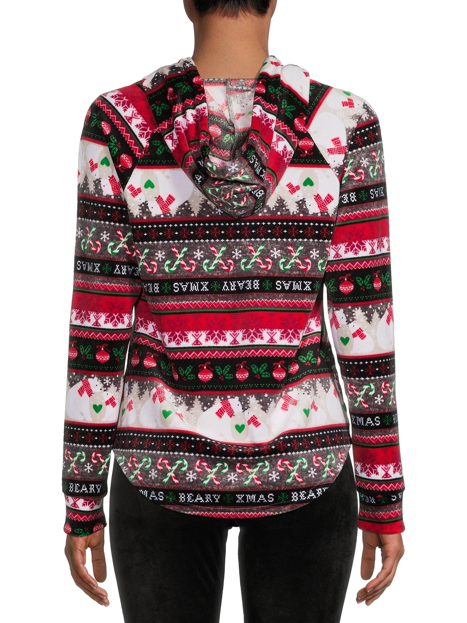 No Boundaries Juniors' Christmas Plush Pullover Hoodie - Walmart.com