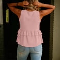 thumbnail image 4 of Babydoll Tank Tops Womens Deep V Neck Sleeveless Ruffle Peplum Flowy Blouse Cute Summer Dressy Casual Cute Going Out Top for Women Cotton Linen Pink S, 4 of 5