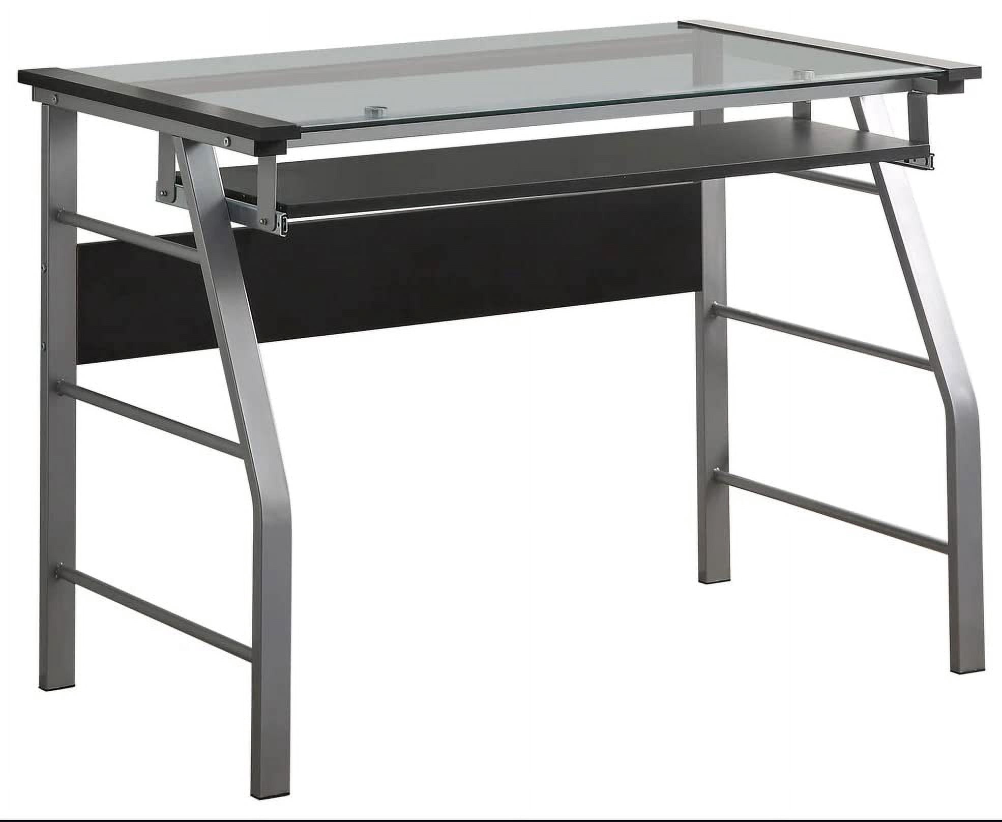 Kings Brand Furniture Chrome Metal Computer Desk – Clear Glass Top for Home Office, Study & Workspaces