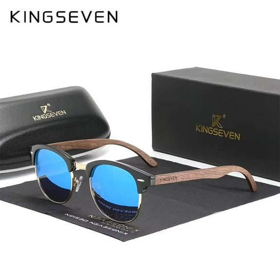 KINGSEVEN Men's Polarized UV400 Sunglasses Driving Fishing Wooden Frame