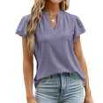 thumbnail image 3 of Camisa de manga corta con cuello en V, camisa con ojales y volantes para mujer Camisa con ojales y volantes para mujer Camisa de manga corta con ojales y volantes de calidad profesional, 3 of 6