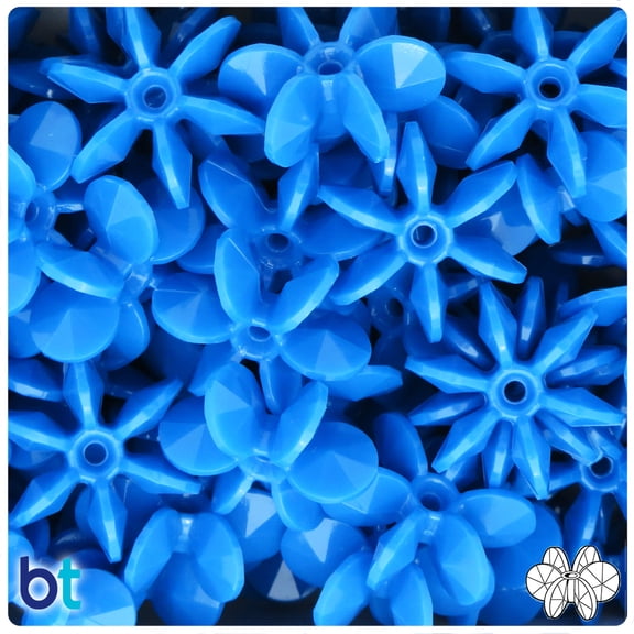 BeadTin True Blue Neon Bright 25mm SunBurst Plastic Beads (80pcs)