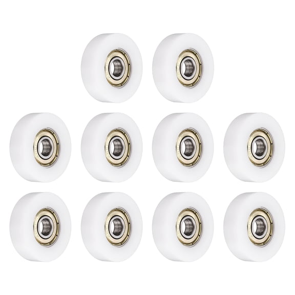 10 Pack 608ZZ Ball Bearing Guide 8x36x10mm Double Metal Shielded Nylon Roller Bearings, Flat Pulley Wheel for Furniture, Hardware Accessories, White