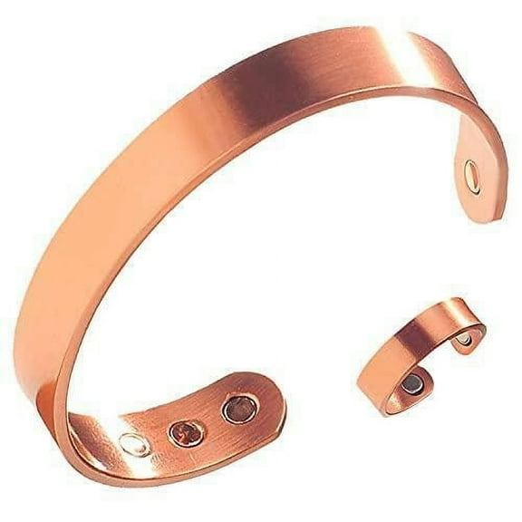 SkyAuks Pure Copper Magnetic Bracelet Ring Arthritis Original Good Quality Men Women Cuff Copper Ring and Bracelet Set