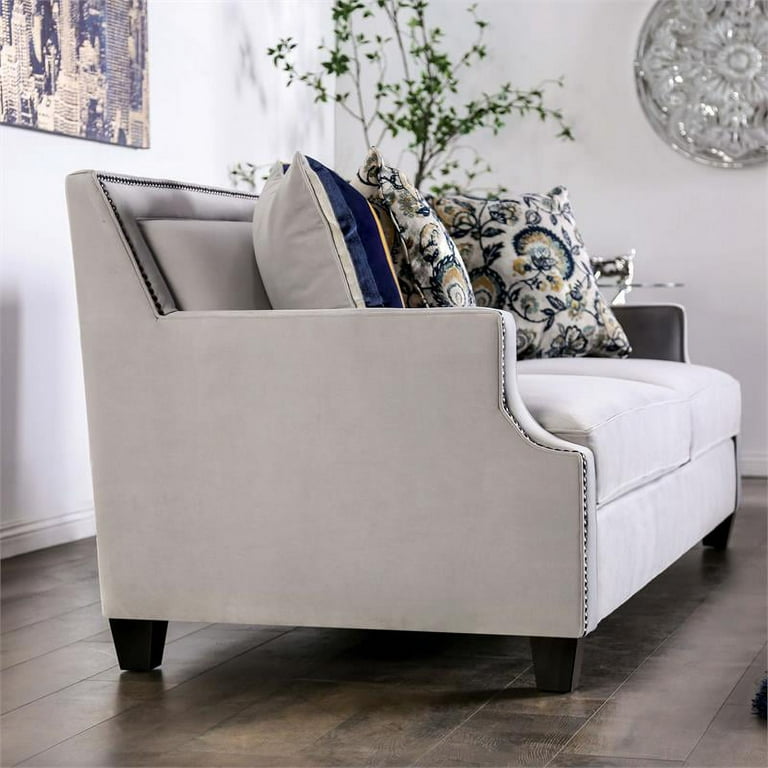 Gray Nailhead Sofa Set Baci Living Room