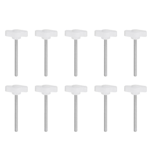 Uxcell 10 Packs M4 x 50mm Male Thread T/Z Wing Knobs Thumb Screw Clamping Knobs Grip White