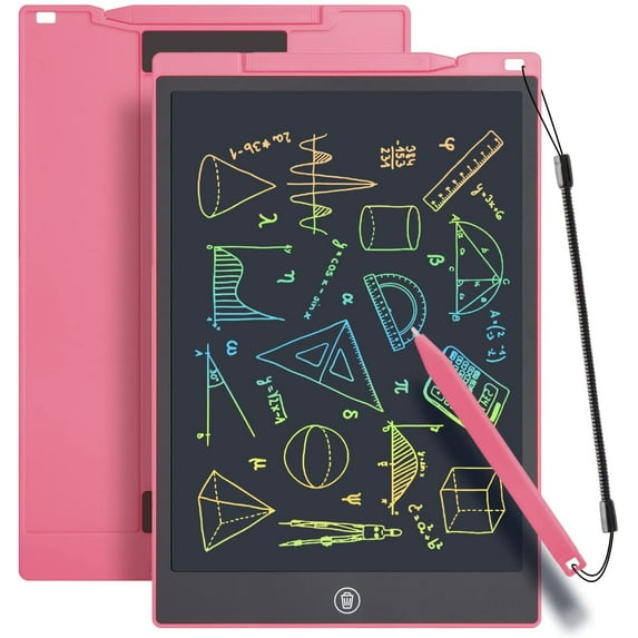 Doodle Board, LCD Writing Tablet, Erasable & Colorful Doodle Scribbler Board with Eye-Protecting Large Screen,Educational Learning Toy for 3 4 5 6 7 Kid, Drawing Tablet Gift for Boy Girl(12inch, Pink)