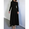 thumbnail image 6 of Women'S Fall Long Sleeve Wedding Guest Dresses One Shoulder Elegant Formal Pleated Midi Maxi Dress Black S, 6 of 8