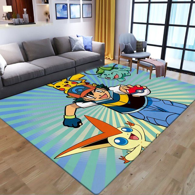 Alfombra de baño antideslizante de Pikachu, tapete rectangular de Pokemon, alfombra de franela para sala de estar, baño, dibujos animados Kawaii, Alfombra de puerta de cocina, decoración del hogar